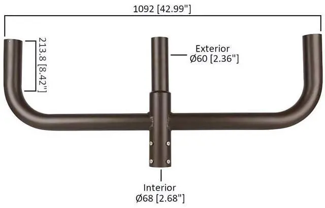 Alt view image 5 of 5 - J&H LED 44 in. 180-Degree Triple Bullhorn Mounting Bracket Tenon Adapter for Round Outdoor Pole Lights