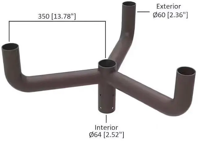 Alt view image 6 of 6 - J&H LED 26 in. 120-Degree Double Bullhorn Mounting Bracket Tenon Adapter for Round Outdoor Pole Lights