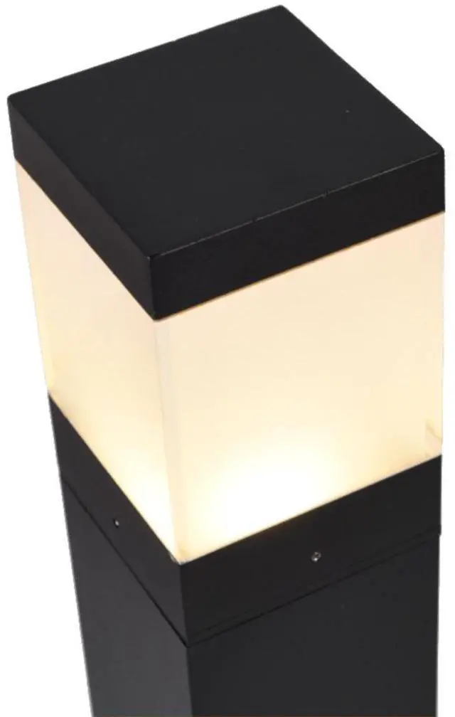 Alt view image 2 of 6 - J&H LED Line Voltage Black 1200 Lumens Hardwired Integrated LED Square Bollard Light CCT Selectable 27-40-50K