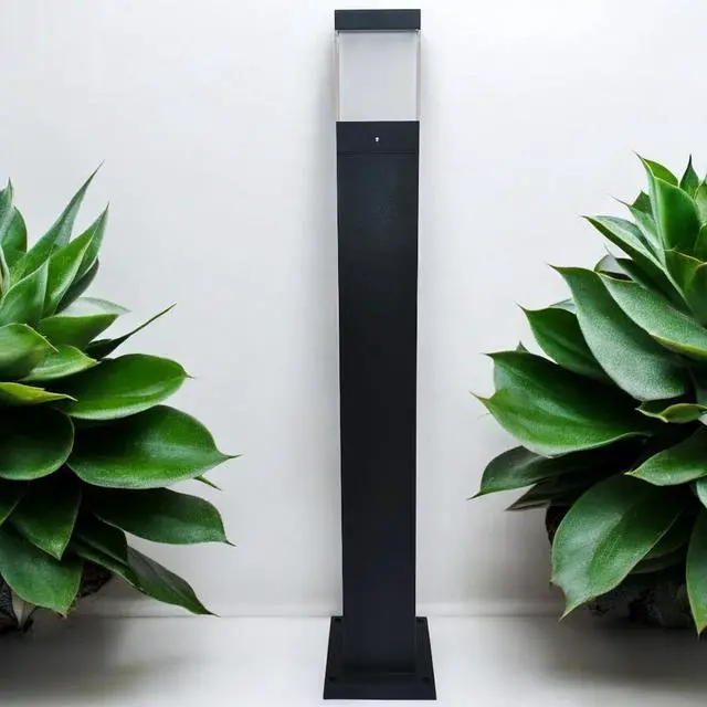 Alt view image 4 of 6 - J&H LED Line Voltage Black 1200 Lumens Hardwired Integrated LED Square Bollard Light CCT Selectable 27-40-50K