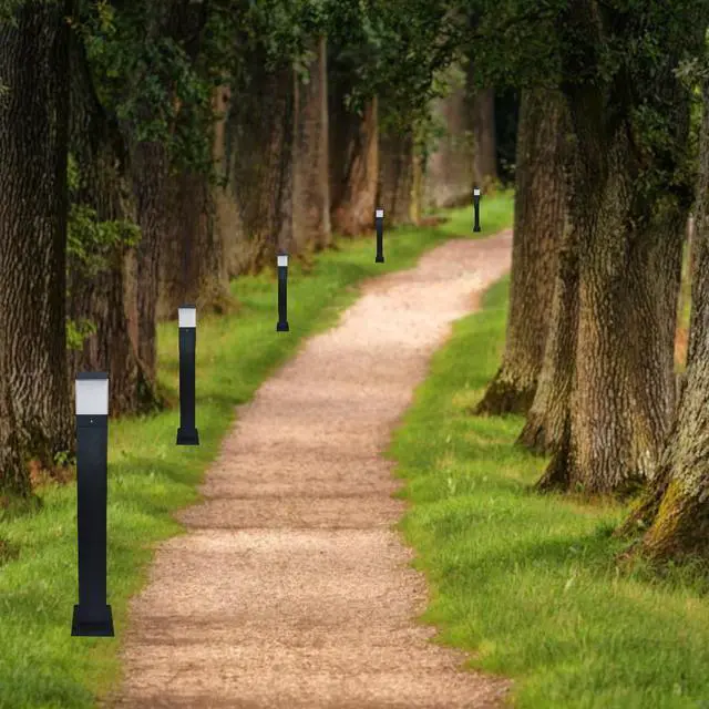 Alt view image 5 of 6 - J&H LED Line Voltage Black 1200 Lumens Hardwired Integrated LED Square Bollard Light CCT Selectable 27-40-50K