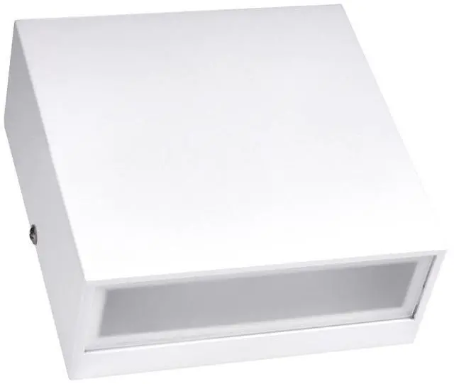 Main image of J&H LED 5.5 in. 1-Light White Square LED Outdoor Wall Light Lantern Sconce with Selectable CCT 27-40-50K