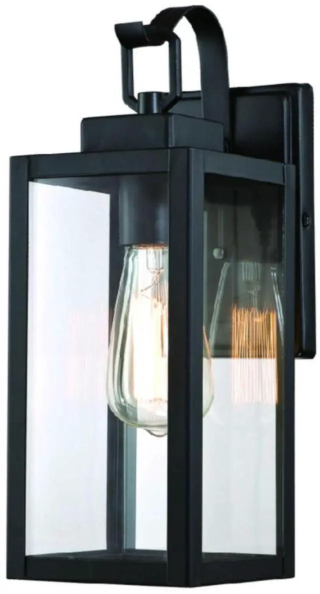 Alt view image 2 of 5 - J&H LED 13 in. 1-Light Matte Black Outdoor Wall Lantern Sconce