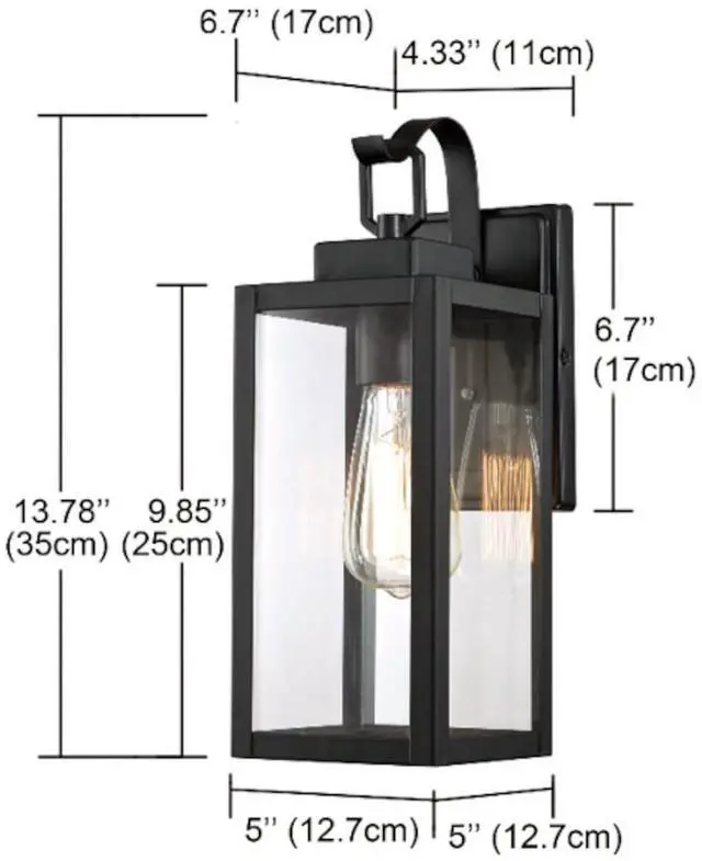 Alt view image 3 of 5 - J&H LED 13 in. 1-Light Matte Black Outdoor Wall Lantern Sconce