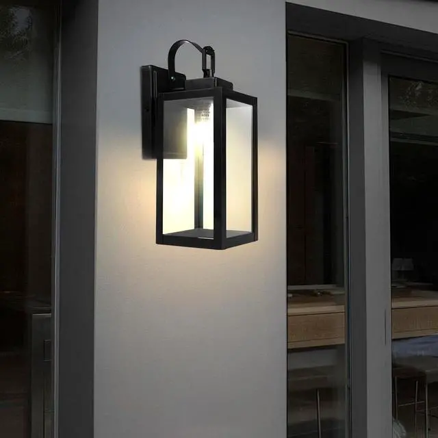 Alt view image 5 of 5 - J&H LED 13 in. 1-Light Matte Black Outdoor Wall Lantern Sconce
