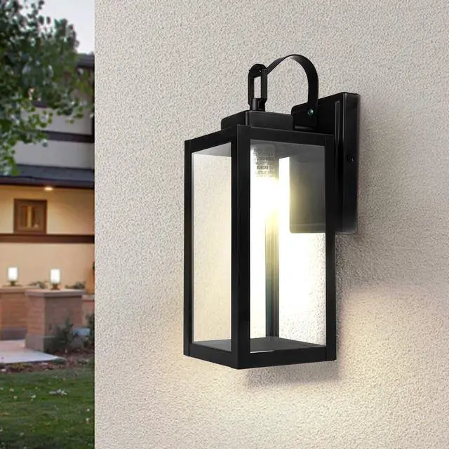 Alt view image 4 of 5 - J&H LED 13 in. 1-Light Matte Black Outdoor Wall Lantern Sconce