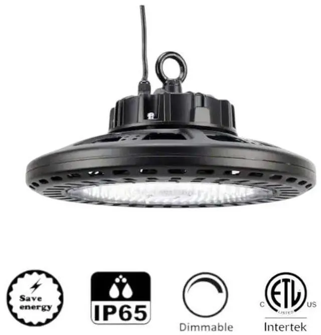 Alt view image 7 of 7 - J&H LED 240-Watt Integrated LED Dimmable Black High Bay Light with Wattage Adjustable 240w/200w/150w and Color Temperature Options 27-40-50K