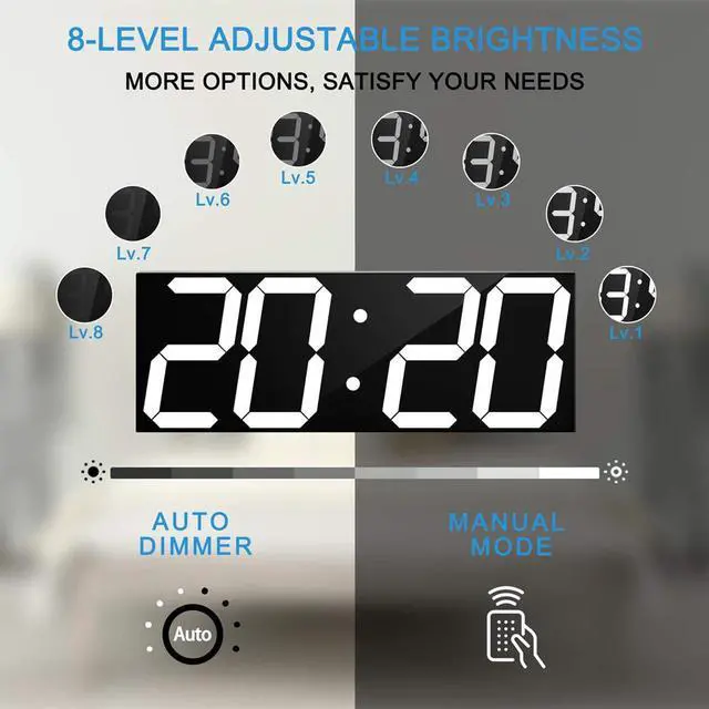 Alt view image 3 of 6 - Remote Control Digital Led Wall Clock, Multifunction Led Clock, Large Calendar, Minute Alarm Clock, Countdown Led Clock, Big Thermometer, Mute Clock (Black Shell)