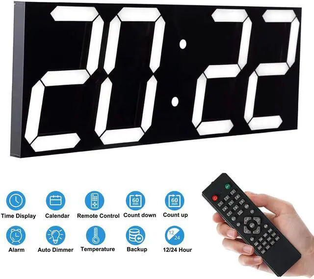 Main image of Remote Control Digital Led Wall Clock, Multifunction Led Clock, Large Calendar, Minute Alarm Clock, Countdown Led Clock, Big Thermometer, Mute Clock (Black Shell)