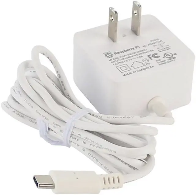 Alt view image 2 of 2 - Raspberry Pi Rasmi 4 USB-C Bekalan Kuasa  US   5.1V 3A Penyesuai Kuasa Rasmi 15.3W Putih Kuasa Pengecas untuk Raspberry pi 4 Model B