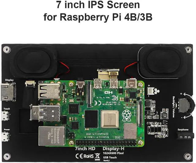 Alt view image 5 of 5 - 7 inch IPS Touch Screen Module Kit 1024x600 HDMI-Compatible Display Monitor Board Replacement for Raspberry Pi 4B/3B