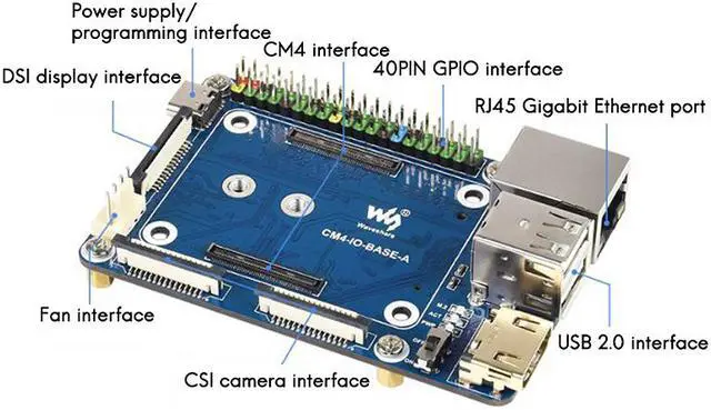 Alt view image 3 of 6 - Waveshare CM4 Expansion Board for Raspberry Pi Compute Module 4 Mini Basic Expansion Board Compute Module Core Board