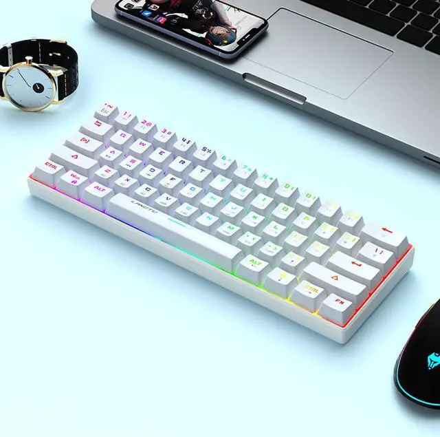 Alt view image 5 of 7 - Langtu 61-key RGB three-mode true mechanical wireless bluetooth keyboard tablet mobile phone portable charging