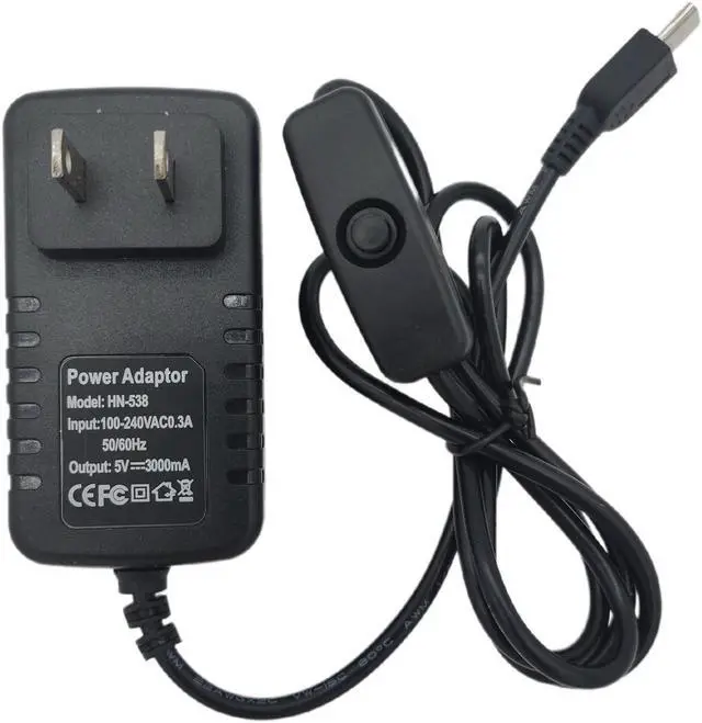 Alt view image 2 of 4 - 5V 3A Micro USB Power Supply Adapter with ON/OFF Switch for Raspberry Pi 3 b b+
