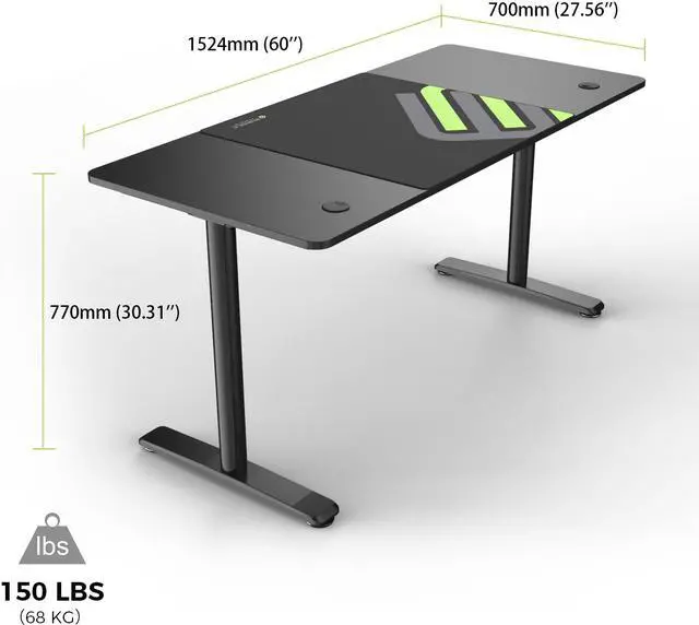 Alt view image 5 of 6 - Eureka Ergonomic® 60 inches Large Workstation Simple Computer Desk Home Office Table, Black