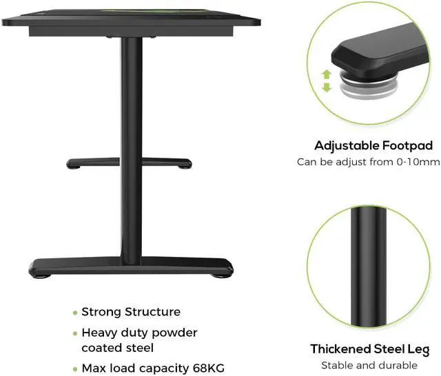 Alt view image 6 of 6 - Eureka Ergonomic® 60 inches Large Workstation Simple Computer Desk Home Office Table, Black