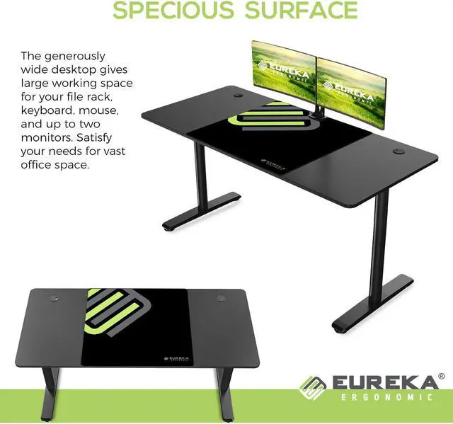 Alt view image 2 of 6 - Eureka Ergonomic® 60 inches Large Workstation Simple Computer Desk Home Office Table, Black