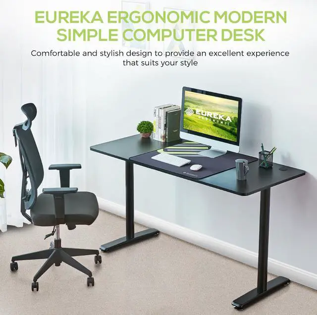 Alt view image 3 of 6 - Eureka Ergonomic® 60 inches Large Workstation Simple Computer Desk Home Office Table, Black