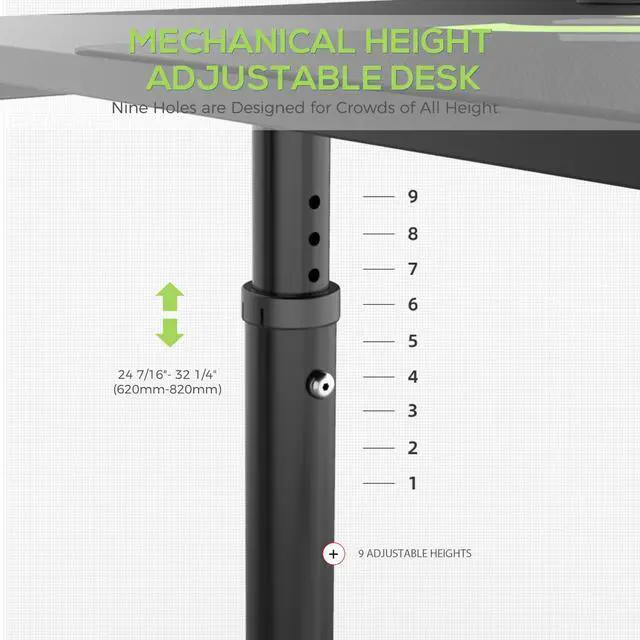 Alt view image 4 of 7 - Eureka Ergonomic® 60'' Mechanically Height Adjustable Home-Office Computer Desk, Large Writing PC Desk Modern Simple Table, Black