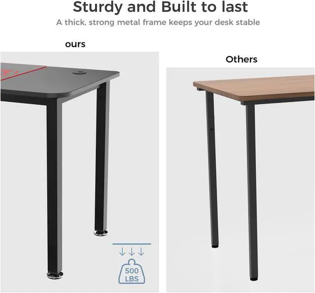 Alt view image 6 of 7 - Eureka Ergonomic L-Shaped Corner Desk 60 inch PC Computer Desks, Large Gaming Table with Mouse Pad, Modern Writing Workstation for Home Office Gaming/Working, Black
