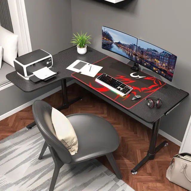 Alt view image 5 of 7 - Eureka Ergonomic Gaming Desk, L Shaped Large Space Home Office Computer Desk with Free Mousepad- Black, 60"