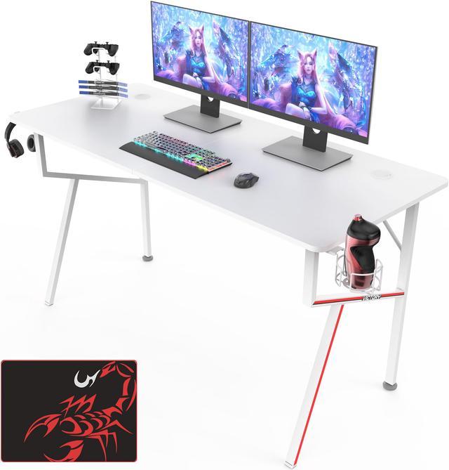  EUREKA ERGONOMIC Gaming Desk 55 Inch,PC Gaming Table, X Shaped  Gaming Computer Desk with Mouse Pad, Carbon Fiber Home Office Gamer Desk  with Cup Holder & Headphone Hook & Controller Stand,Black 