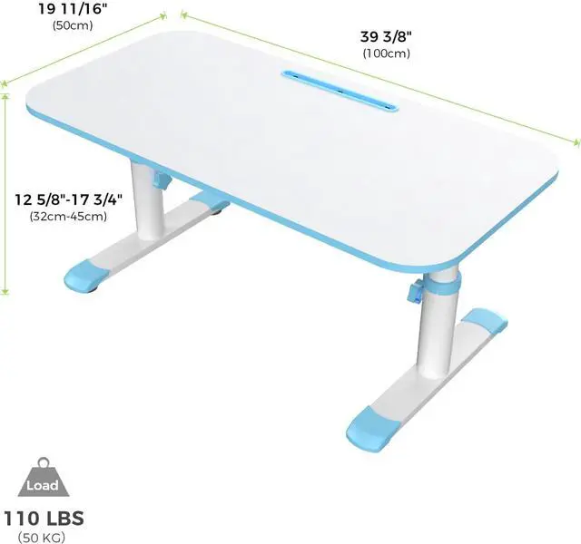 Alt view image 6 of 6 - Eureka Ergonomic 39” Kids Height Adjustable Desk, Children Home Study Table, School Student Writing Desk, Blue