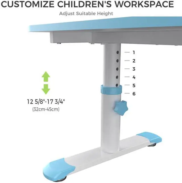 Alt view image 2 of 6 - Eureka Ergonomic 39” Kids Height Adjustable Desk, Children Home Study Table, School Student Writing Desk, Blue