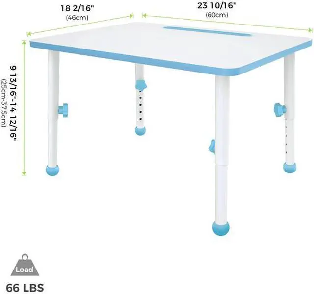 Alt view image 6 of 6 - Eureka Ergonomic 23” Kids Height Adjustable Desk, Children Home Study Table, School Student Writing Desk, Blue