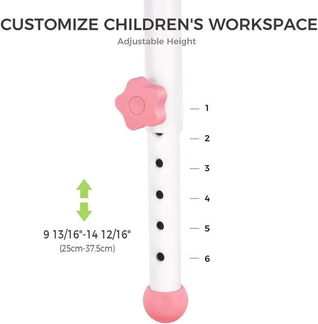 Alt view image 4 of 6 - Eureka Ergonomic 23” Kids Height Adjustable Desk, Children Home Study Table, School Student Writing Desk, Pink