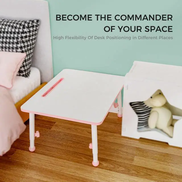Alt view image 3 of 6 - Eureka Ergonomic 23” Kids Height Adjustable Desk, Children Home Study Table, School Student Writing Desk, Pink