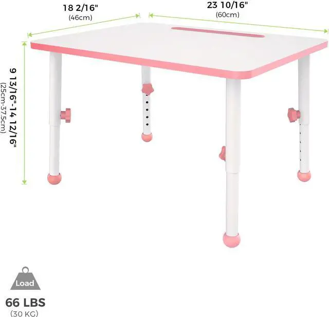 Alt view image 6 of 6 - Eureka Ergonomic 23” Kids Height Adjustable Desk, Children Home Study Table, School Student Writing Desk, Pink