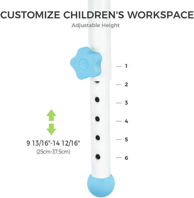 Alt view image 4 of 6 - Eureka Ergonomic 23” Kids Height Adjustable Desk, Children Home Study Table, School Student Writing Desk, Blue