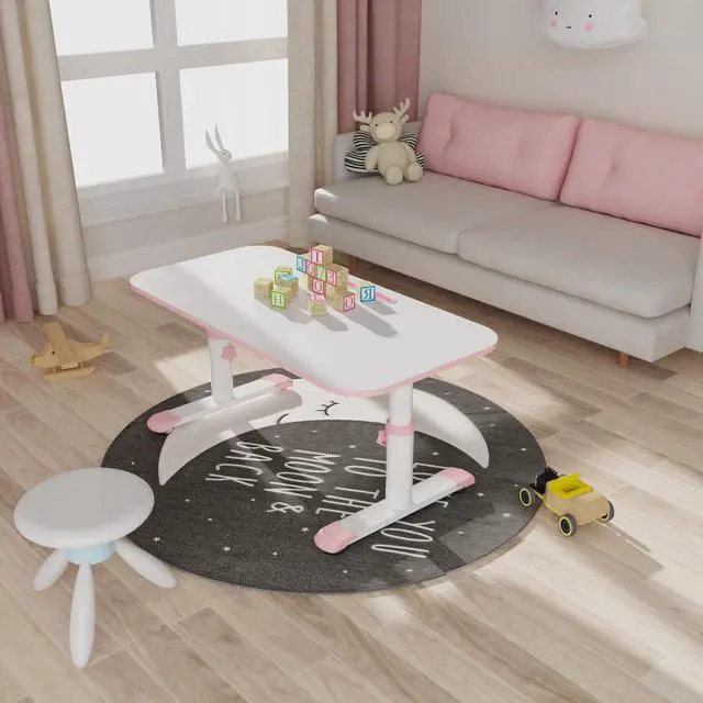 Alt view image 5 of 6 - Eureka Ergonomic 39” Kids Height Adjustable Desk, Children Home Study Table, School Student Writing Desk, Pink