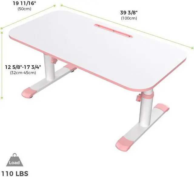 Alt view image 6 of 6 - Eureka Ergonomic 39” Kids Height Adjustable Desk, Children Home Study Table, School Student Writing Desk, Pink