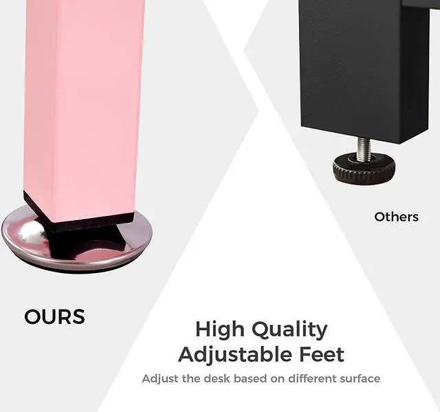 Alt view image 5 of 7 - EUREKA ERGONOMIC L Shaped Desk, 60" L-Shaped Pink Corner Desk, Study Writing Table for Home Office Wood & Metal, Cute Gaming Desk with Free Mouse Pad for Girls, Space-Saving, Easy to Assemble, Pink