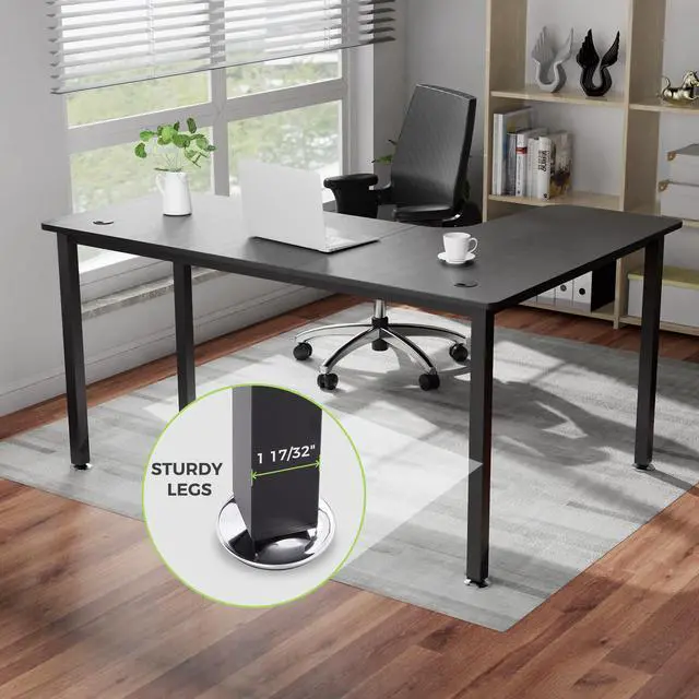 Alt view image 5 of 7 - Eureka Ergonomic L-Shaped Corner Desk 60 inch PC Computer Desks, Large Gaming Table with Mouse Pad, Modern Writing Workstation for Home Office Gaming/Working, Black