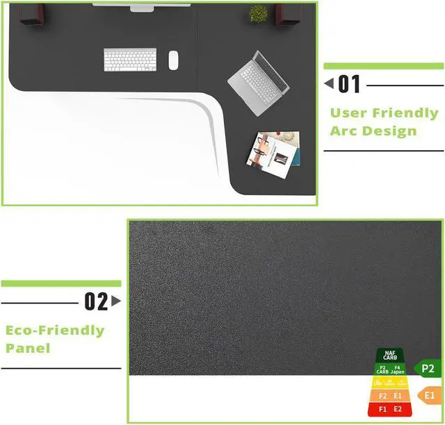 Alt view image 3 of 7 - EUREKA ERGONOMIC L Shaped Desk, 60 inch Large Gaming Computer Desk with Free Mouse Pad, Multi-Functional Study Writing Corner Desk for Home Office Laptop Computer Table, Black