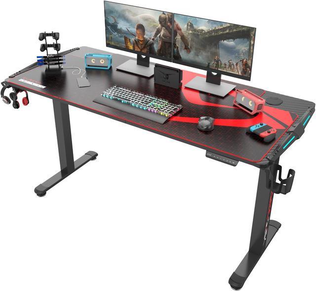  EUREKA ERGONOMIC 65 inch Electric Height Adjustable Gaming Desk  Standing Desk, Large Gaming Computer Desk with RGB LED Lights and Extended  Gaming Mouse mat for Gaming and Home Office,Black : Home
