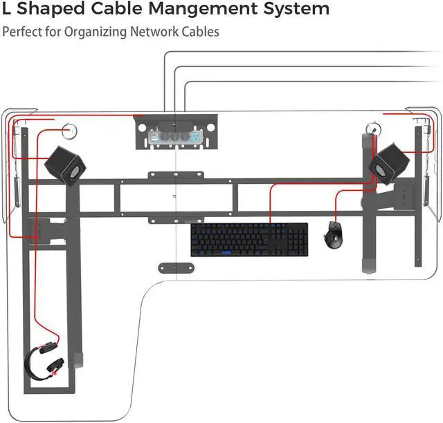 Alt view image 6 of 7 - EUREKA ERGONOMIC L Shaped Gaming Desk, 60 Inch Corner Gaming Desk, Large Computer Desk, PC Gaming Desk with Mouse Pad and Cable Management for Gift,Space Saving, Easy to Assemble,Black