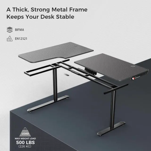 Alt view image 4 of 7 - EUREKA ERGONOMIC L Shaped Gaming Desk, 60 Inch Corner Gaming Desk, Large Computer Desk, PC Gaming Desk with Mouse Pad and Cable Management for Gift,Space Saving, Easy to Assemble,Black
