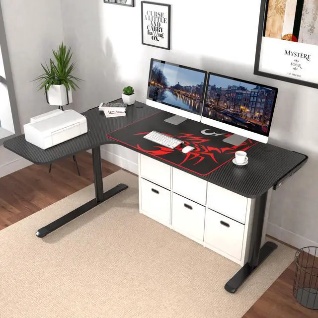 Alt view image 2 of 7 - EUREKA ERGONOMIC L Shaped Gaming Desk, 60 Inch Corner Gaming Desk, Large Computer Desk, PC Gaming Desk with Mouse Pad and Cable Management for Gift,Space Saving, Easy to Assemble,Black