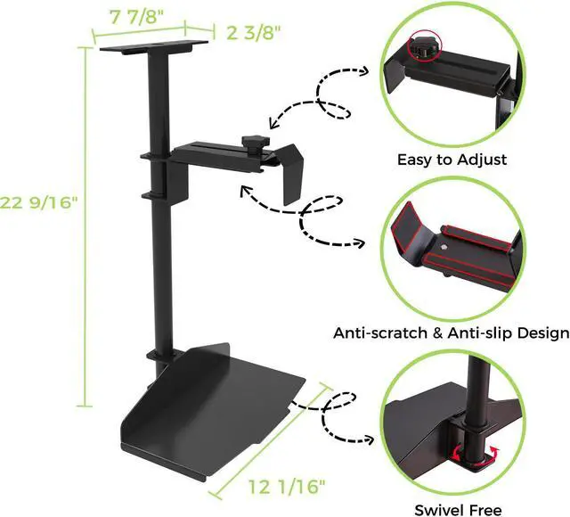 Alt view image 5 of 6 - EUREKA ERGONOMIC CPU Holder Under Desk Mount, Computer Tower Holder 360° Swivel Height & Width Adjustable, Holds up to 44 lbs, Fits Most Computer Cases, Black