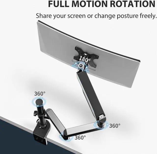 Alt view image 4 of 7 - Eureka Ergonomic Fully Adjustable Single/Dual Home Office Monitor Arm Mount Gaming Monitor Stand for Screens up to 32 Inch