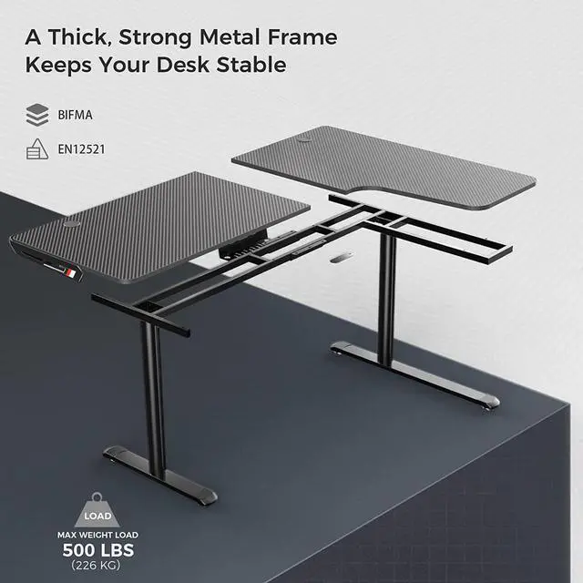 Alt view image 3 of 7 - EUREKA ERGONOMIC L Shaped Gaming Desk, 60 Inch Corner Gaming Desk, Large Computer Desk, PC Gaming Desk with Mouse Pad and Cable Management for Gift,Space Saving, Easy to Assemble, Black Right