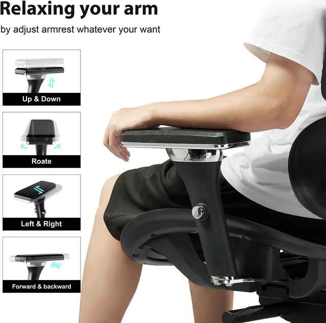 Alt view image 5 of 7 - Eureka Ergonomic TYPHON Video Gaming Chair Ergonomic Mesh Chair for Gamers, Red