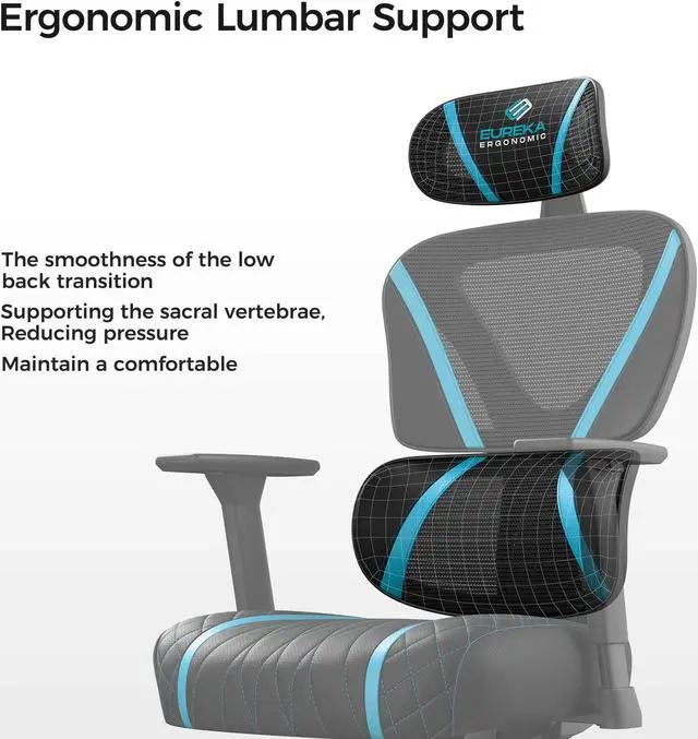 Alt view image 4 of 7 - Eureka Ergonomic Norn Series Ergonomic Gaming Chair for Gamers, Blue