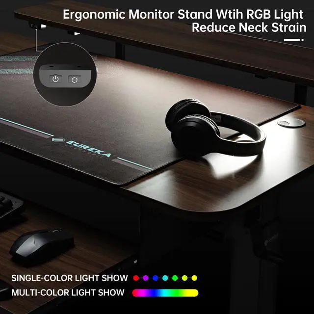 Alt view image 4 of 7 - EUREKA ERGONOMIC 61" Standing Desk with Keyboard Tray, L Shaped Adjustable Standing Desk with Monitor Stand, Office Dual Motor Electric Stand Computer Desk, Stand Up Corner Desk, Walnut/Right