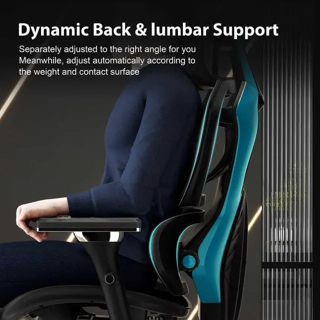 Alt view image 6 of 7 - Eureka Ergonomic TYPHON Video Gaming Chair Ergonomic Mesh Chair for Gamers, Blue