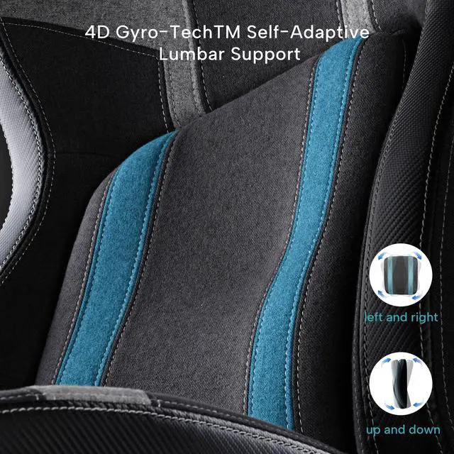 Alt view image 5 of 7 - EUREKA ERGONOMIC "Official Blast Competition Chair" Python II Gaming Chair, Ergonomic Chair with Built-in 4D Adjustable Lumbar Support Blue